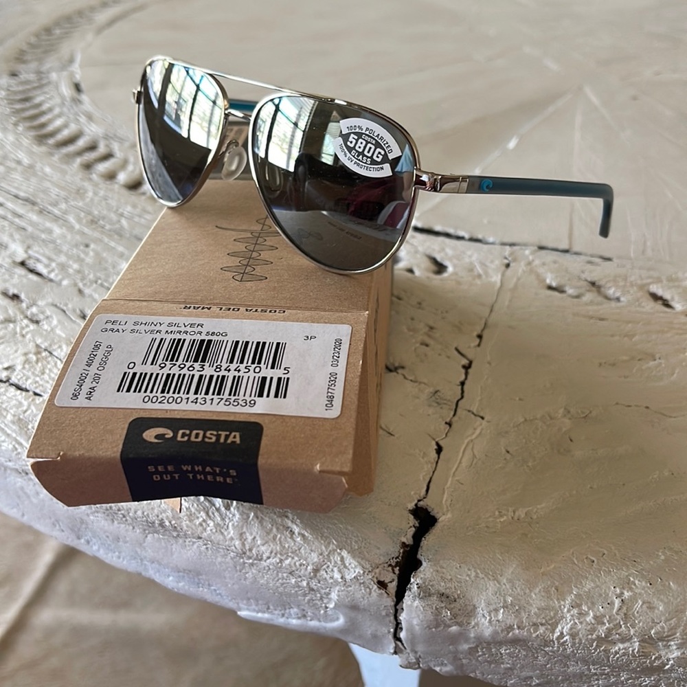 Costa Shiny Silver Mirror polarized sunglasses